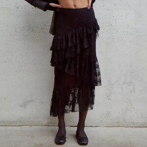 Urban Outfitters Lace Layered Midi Skirt